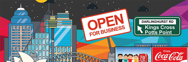 Sydney, Open for Business image. Darlinghurst Rd, Kings Cross, Potts Point